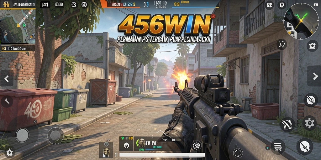 Screenshot utama 456WIN menampilkan adegan pertempuran FPS yang mendebarkan.