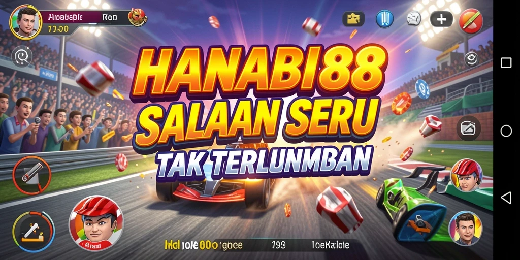 Tampilan mendebarkan saat balapan dengan teman di HANABI88.