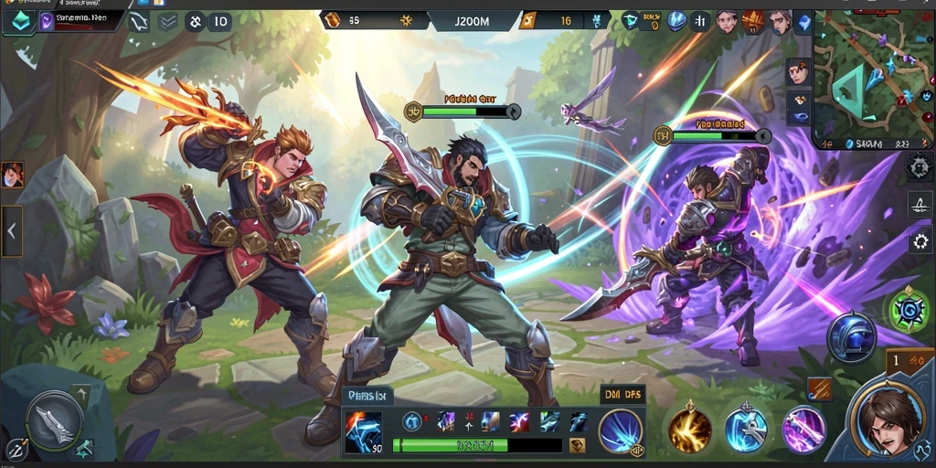 Gameplay MOBA yang mendebarkan dan penuh aksi di J200M.