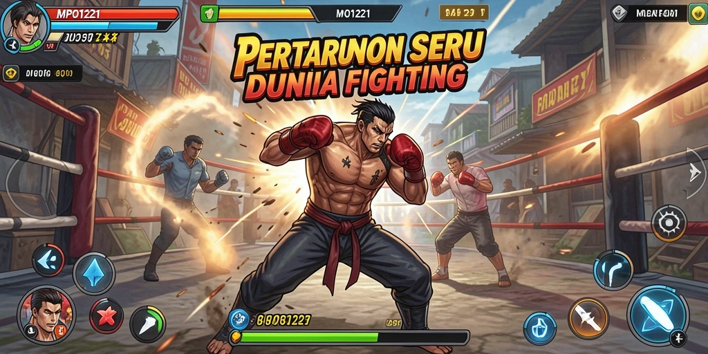 Tampilan seru gameplay Fighting MPO1221 saat pertarungan intens.