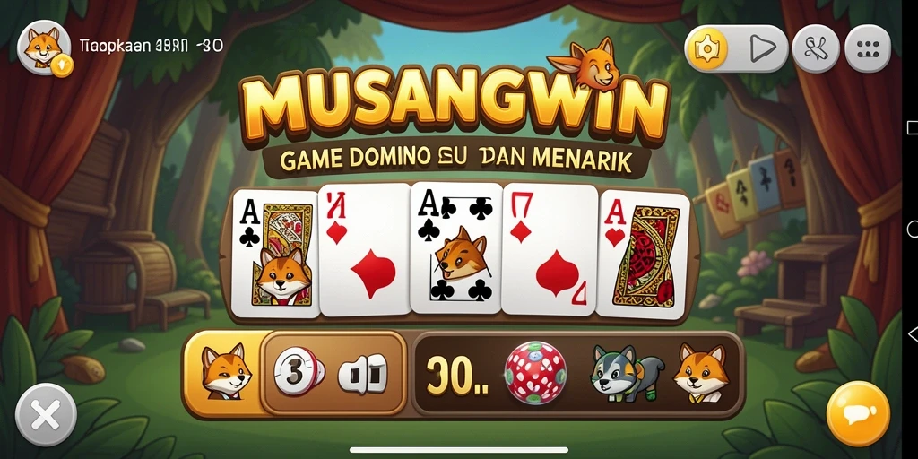Tangkapan layar MUSANGWIN menunjukkan gameplay domino yang seru.