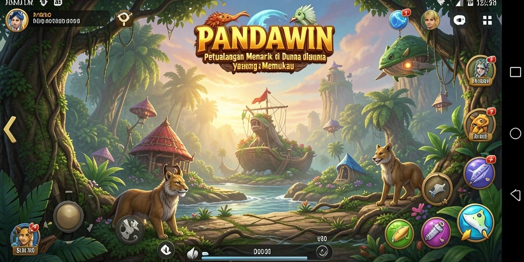 Tangkapan layar gameplay PANDAWIN yang menampilkan eksplorasi yang mendebarkan.