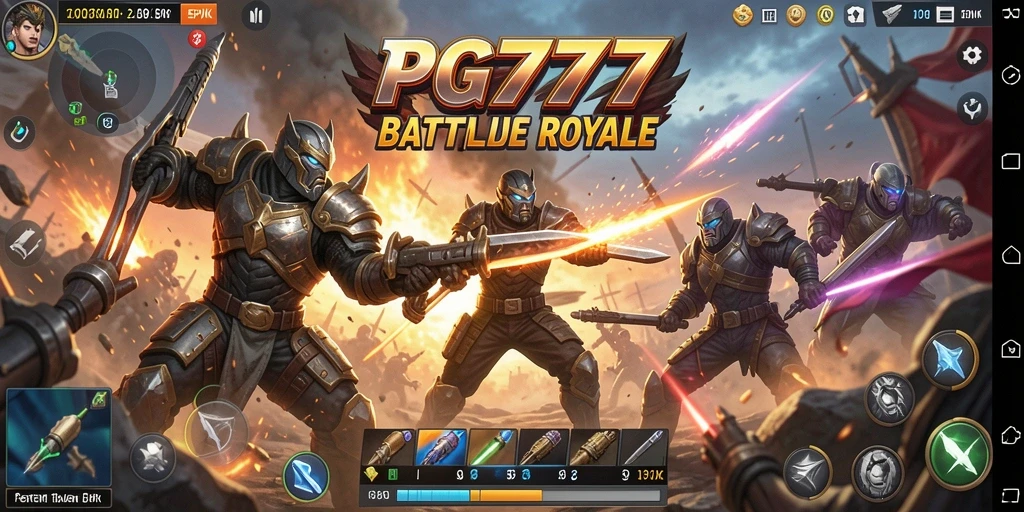 Tangkapan layar PG777 menunjukkan aksi seru dalam pertempuran Battle Royale.