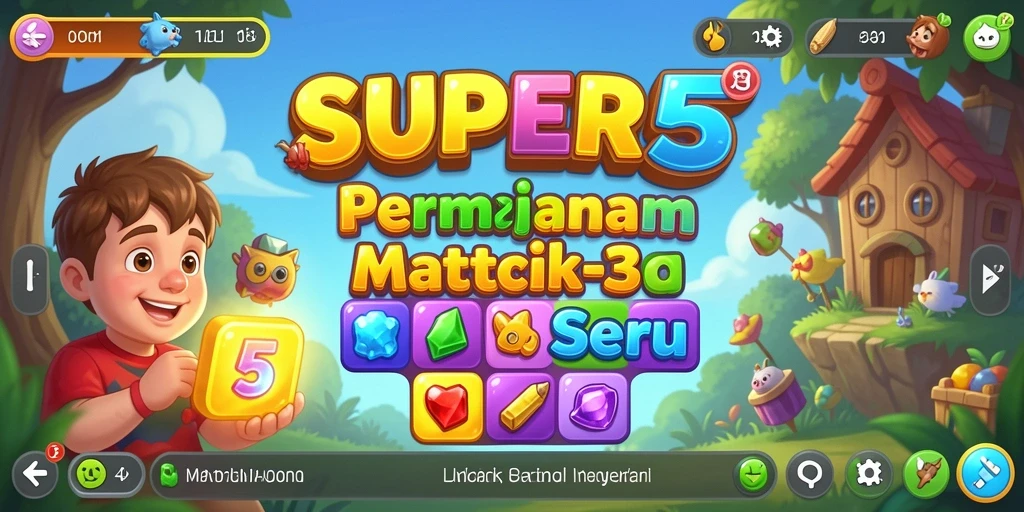 Screenshot utama SUPER5 menampilkan gameplay menantang dan menyenangkan.