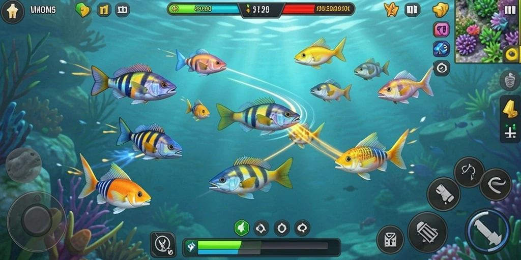 Gameplay seru menembak ikan di V21 dengan visual yang menarik.